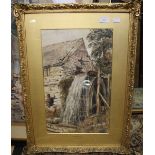 Early 20th-century watercolour, 'A Welsh Mill', by H J Muller. Framed & glazed. Approx.