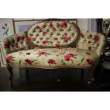 ****Ex Luddington Manor****A 19th Century walnut framed chair back two seater settee,