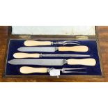 A late 19th century, early 20th century Walker & Hall, oak cased duo carving set with,