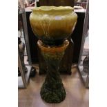 A Roosevelt Majolica jardiniere and stand (2)