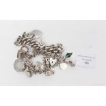 A silver charm bracelet approx 2.3ozt, together with a heavy link bracelet, approx 1.