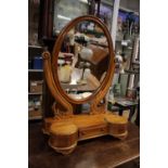 A Victorian satinwood dressing table mirror,