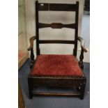 ****Ex Luddington Manor****A George III Welsh low seated ladder back armchair, with drop in seat,