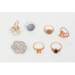 9ct gold dress rings and silver rings (3) (7 in total)