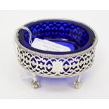 A Hester Bateman silver salt cellar and liner,