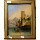 ****Ex Luddington Manor****A continental scene, oil on card, probably 19th Century,