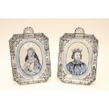 ****Ex Luddington Manor****Pair of Delft blue and white tin glazed Eaton ware plaques,