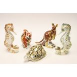 A collection of Royal Crown Derby paperweights including Indian Star, Tortoise, Woodland Squirrel,