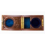 A 19th Century campaign or 'deck watch' mahogany box, brass bound, hinged lid,