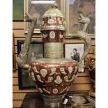 ****Ex Luddington Manor****A large Islamic brass and copper ornamental tea pot, with cover.