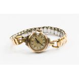 A yellow and white metal 'Tudor' ladies bracelet watch, dial diameter approx 15mm,