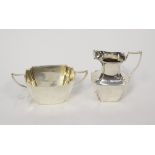 Art Deco, 20th century sugar bowl and milk jug, Sheffield 1909, William Hutton & Sons,