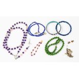 A Rosary (handmade) with rose quartz and amethyst beads, a necklace, jade,