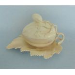 An English Pottery Creamware Melon shaped sauce Tureen, Cover and stand Date circa 1780 Size,