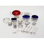 A quantity of various silver reticulated mustard and salt pots,