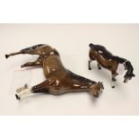 Two high gloss broken Beswick Horses (af)