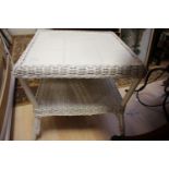 ****Ex Luddington Manor****A pair of contemporary white painted wicker occasional tables,