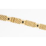 An 18ct gold, sapphire and diamond brick link bracelet,