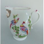 A Samson Porcelain Masked jug, decorated with exotic birds and foliage,
