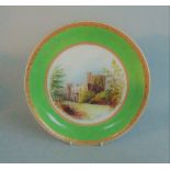 A Staffordshire Hammersley Plate, Apple Green ground and gilt borders and rim,