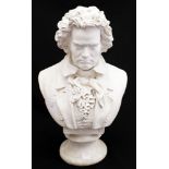 A cast plaster concretion bust of Beethoven in good condition