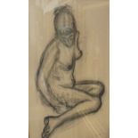 Druie Bowett (1924-1998), female nude study, 1956, charcoal drawing signed and dated lower-right.