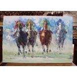 Oil on canvas painting depicting Horse racing (1)