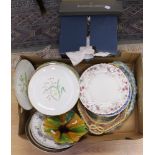 Decorative plates and dishes together with a Waterford crystal cake stand and knife (23)