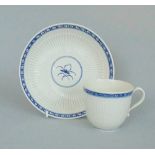 A Worcester Porcelain Blue and White Coffee Cup and Saucer,