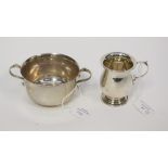 A silver cup, Birmingham 1952 together with a loving cup, inscribed and dated 1945, approx 7.