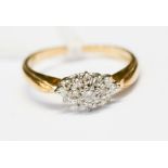 9ct gold diamond cluster ring,