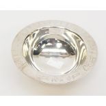 A Mappin & Webb raised dish with Roman motifs etched onto upper rim, Sheffield 1929,