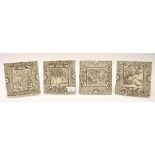 4 Sepier transfer printed tiles (one restored)