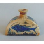 A Persian Porcelain Flask with a Fish and Plant decoration Date 19th Century Size 15.