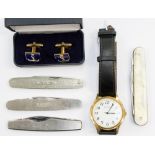 A Sekonda wristwatch, a pair of cufflinks,