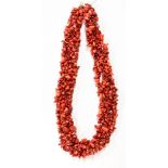 A Jessica lili red coral necklace in collar form with sterling silver,