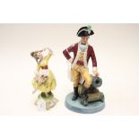 Royal Doulton 1982 HN 2733 'Officer of the Line' figurine together with a Naples porcelain figure