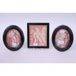 ****Ex Luddington Manor****A set of three early 19th Century coloured prints, figure studies,