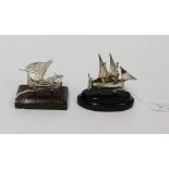 Two silver mounted galleons (filigree ship af) Continental,