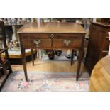 ****Ex Luddington Manor****An 18th Century joined oak slop top desk, fitted with two drawers,