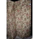 ****Ex Luddington Manor****A four fold wooden framed fabric covered room screen,