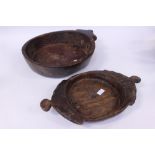 Pair of interesting carved wooden bowls,