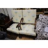 ****Ex Luddington Manor****A pair of Carolean style oak carved open armchairs,