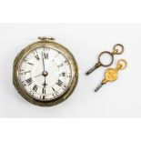 Andrew Dickey, Edinburgh, a George III silver pair case pocket watch, shagreen outer case,