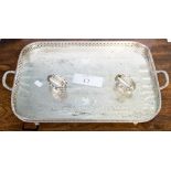 A silver on copper raised gallery tray,