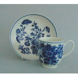 A Worcester Porcelain Blue and White Coffee Cup and Saucer,