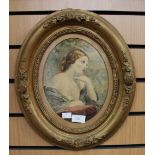 ****Ex Luddington Manor****A 19th Century portrait study of a young lady in a garden,