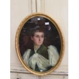 Oval pastel portrait of a woman