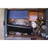 A cased, bone handled carving set, together with two cased sets of fish servers,