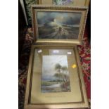 Richard Halfnight two framed and glazed watercolours, unsigned watercolour,